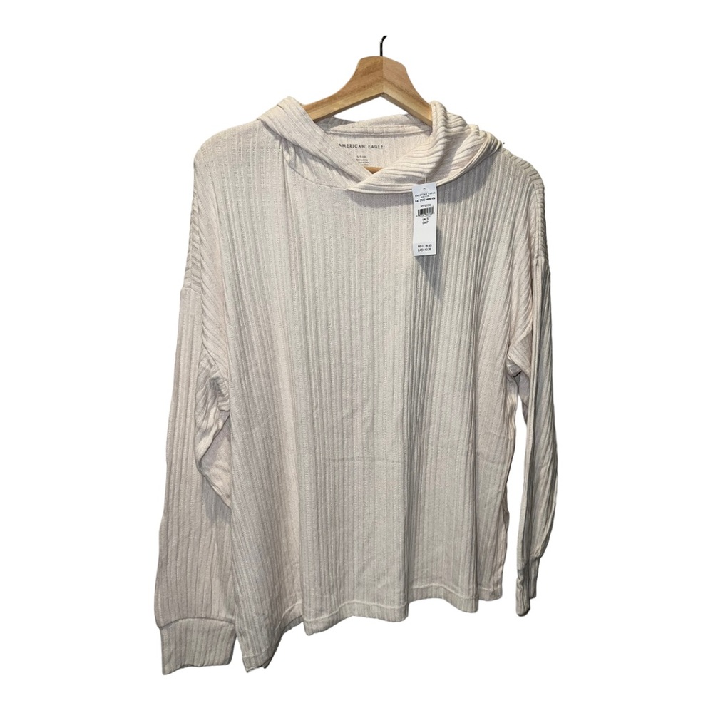american eagle hooded top juniors small beige nwt